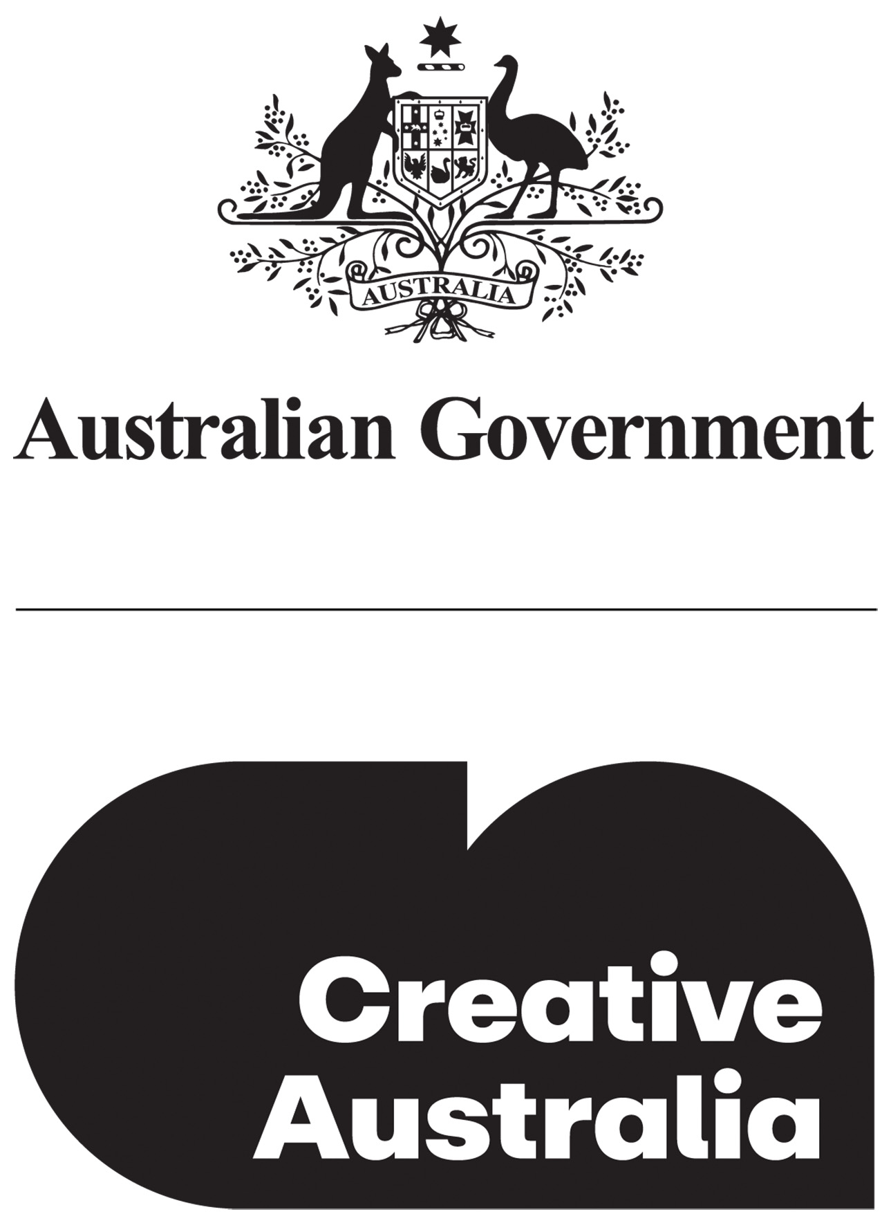 Australian Government and Creative Australia logos in black on a white background