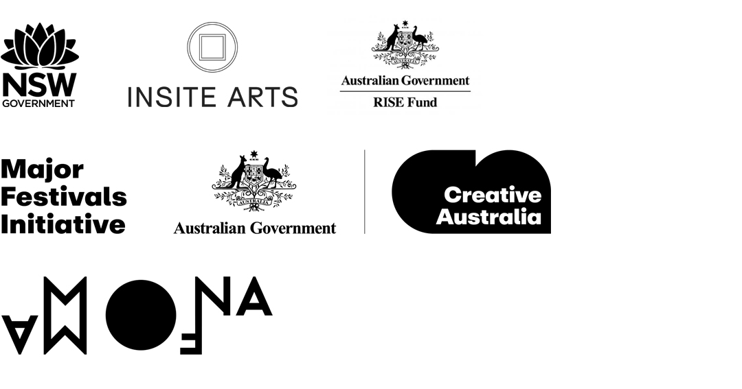 A variety of black funding logos associated with the project ANITO by Justin Shoulder