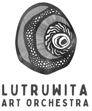 Lutruita Art Orchestra logo AA hand painted logo of what looks like a shell