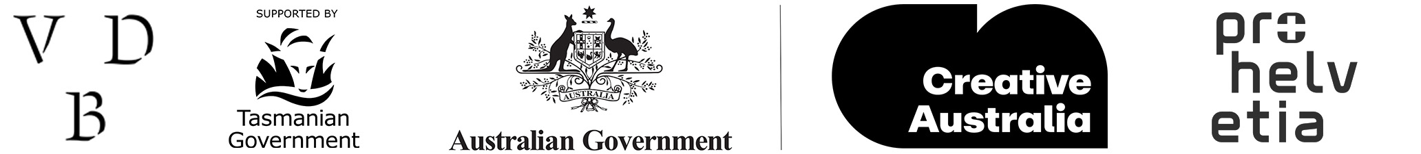 Van Diemen's Band sponsors Tasmanian Government, Creative Australia, Prohelvetica