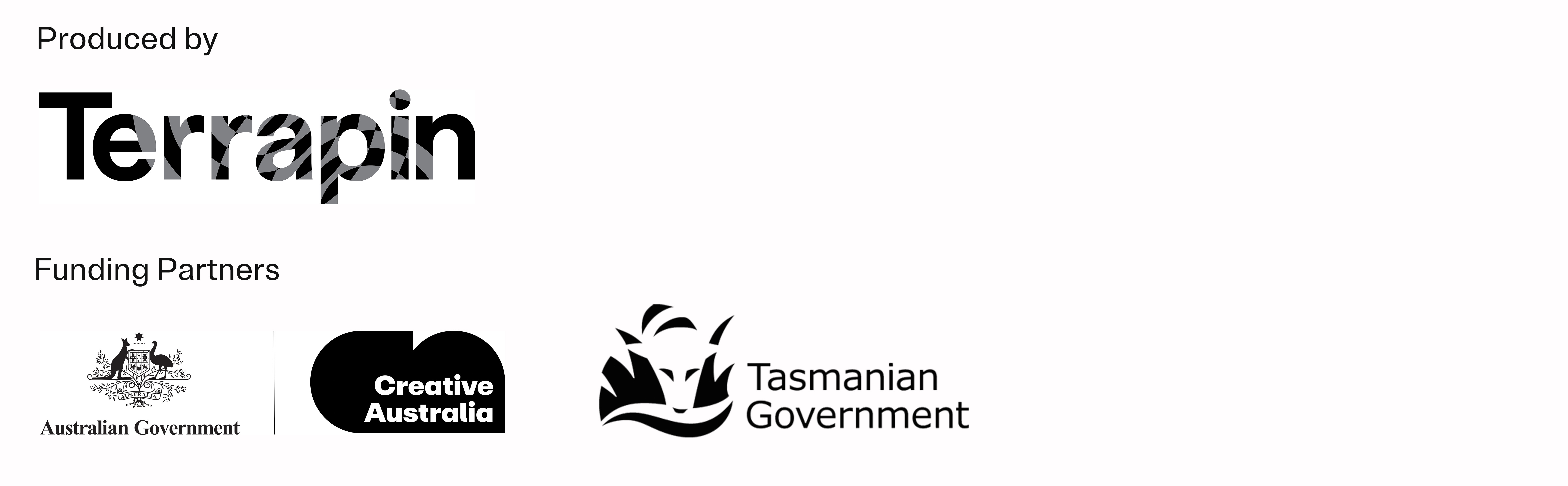 Terrapin, Tasmanian Government and Creative Australia logos
