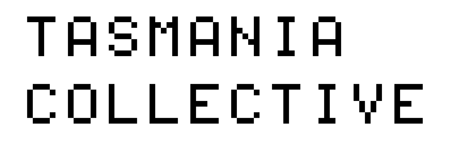 A black text logo, in a pixelated font