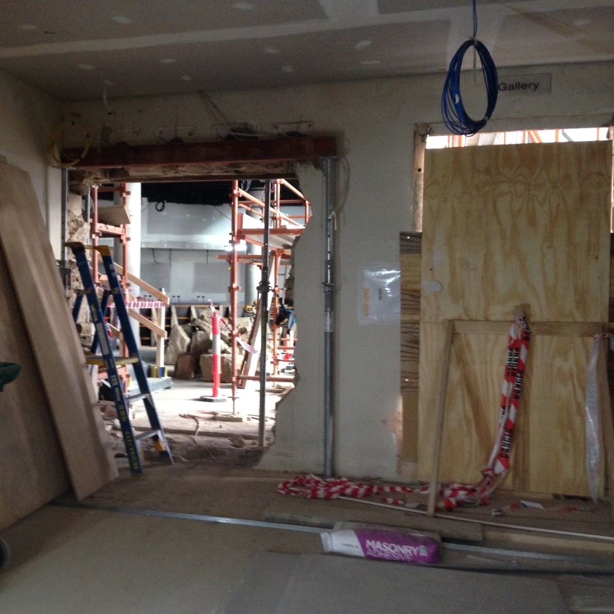 Making holes! Theatre Royal Foyer (where the bar used to be) looking into the Hedberg (March 2019)