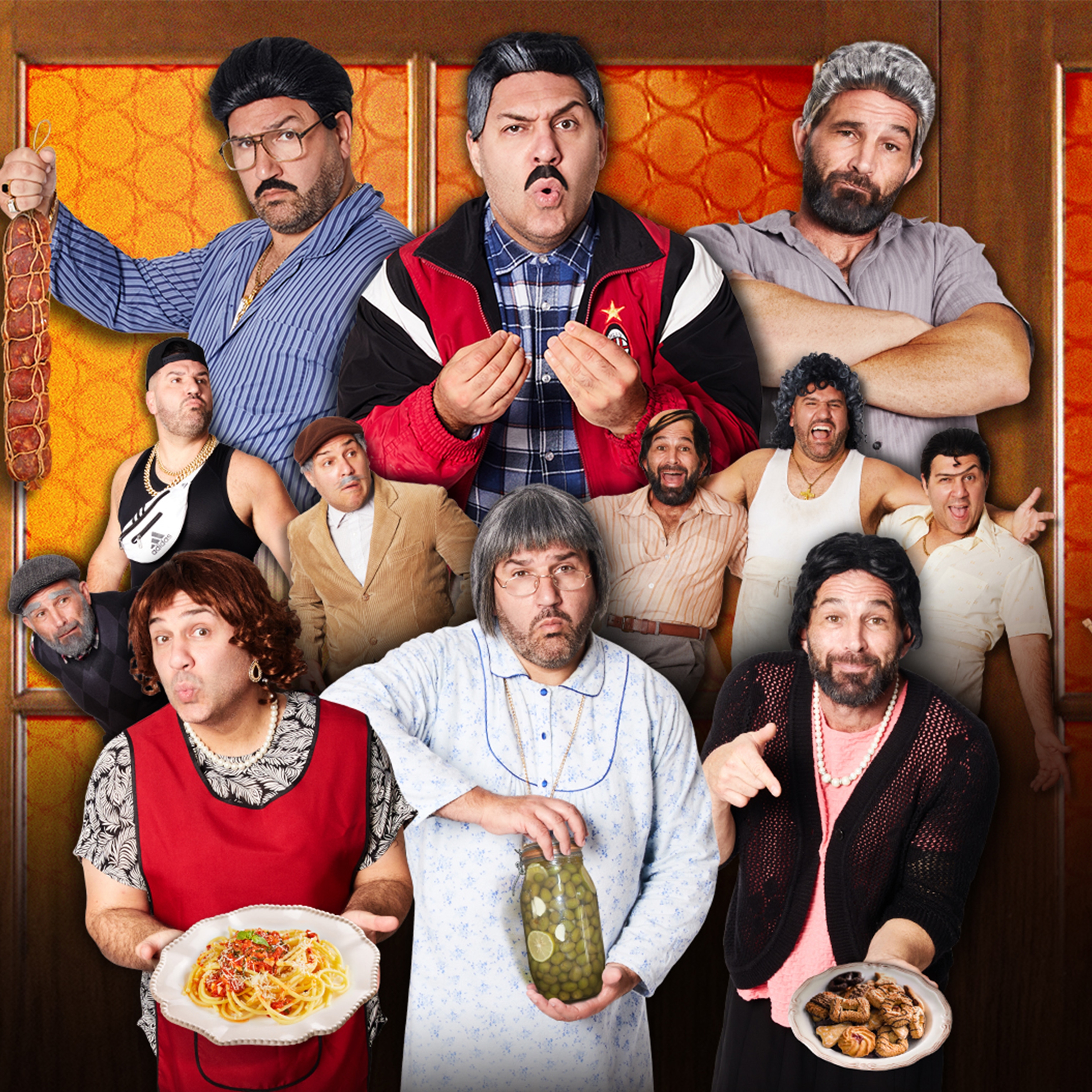 Sooshi Mango A group of performers pose as comical characters from their ethnic upbringing