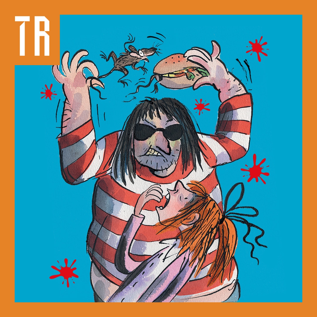 Ratburger hero image © Tony Ross 2014/ Licensed by HarperCollins Publishers Ltd A cartoon image of a young girl and a menacing looking adult holding a rat