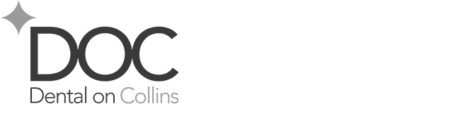 Dental on Collins logo A black and white text based logo