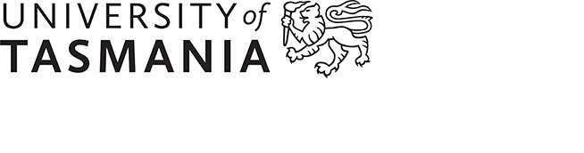 University of Tasmania logo A black and white text based logo