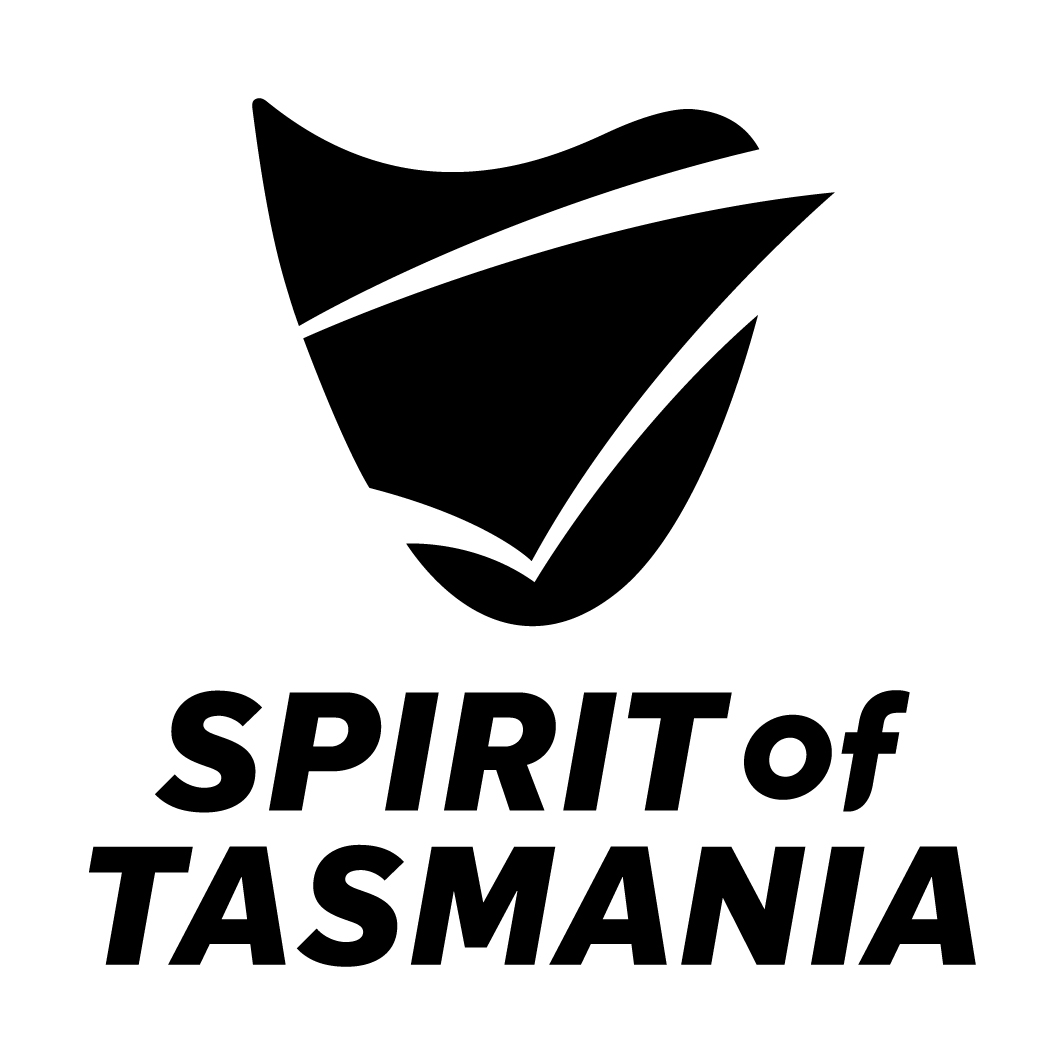 black Spirit of Tasmania logo on a white background