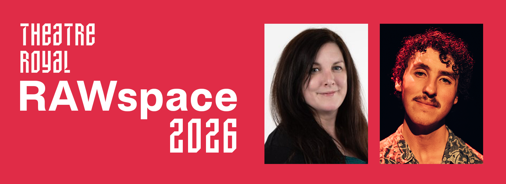 A red banner featuring head shots for Clare Spillman and Scott Lleonart
